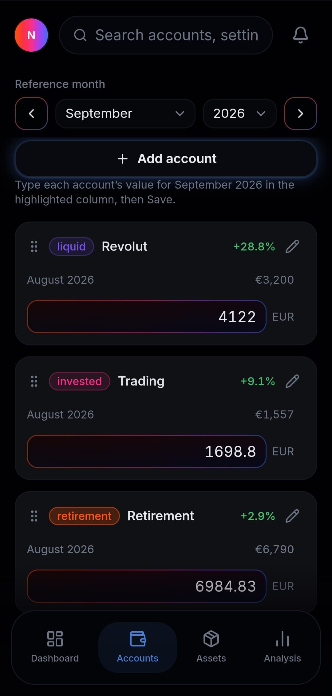 Log every account, every month